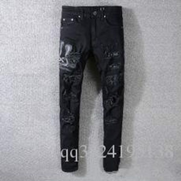 

2020 мужские джинсы бренд персонализированные вышивка мода узкие беговые брюки повседневные хип-хоп мужские дизайнерские брюки, Blue