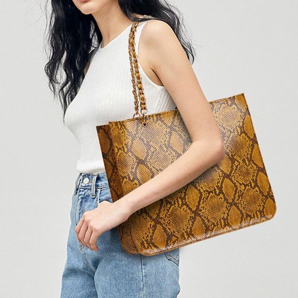 

fashion 2020 summer autumn women tote bags serpentine pattern zipper bag hand shoulder shopper bag leather black#g30