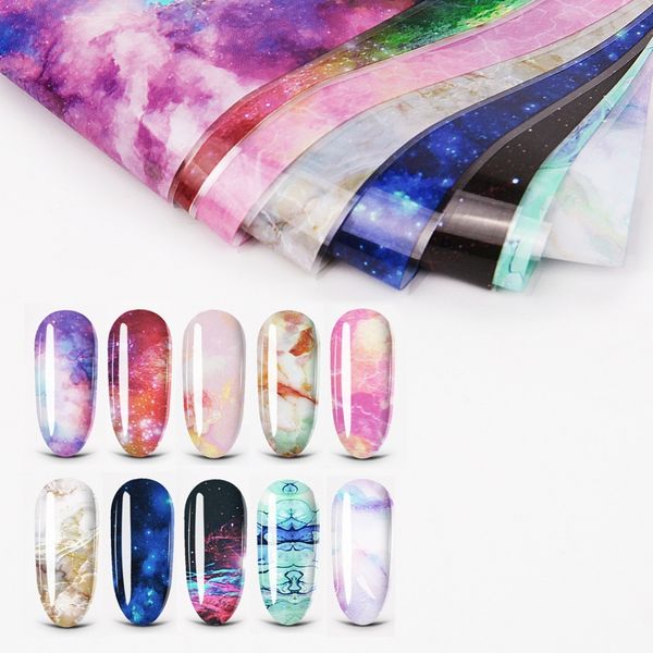 

10 color nail patch japanese style sky star art transfer paper rainbow rainbow nail polish stickers, Black