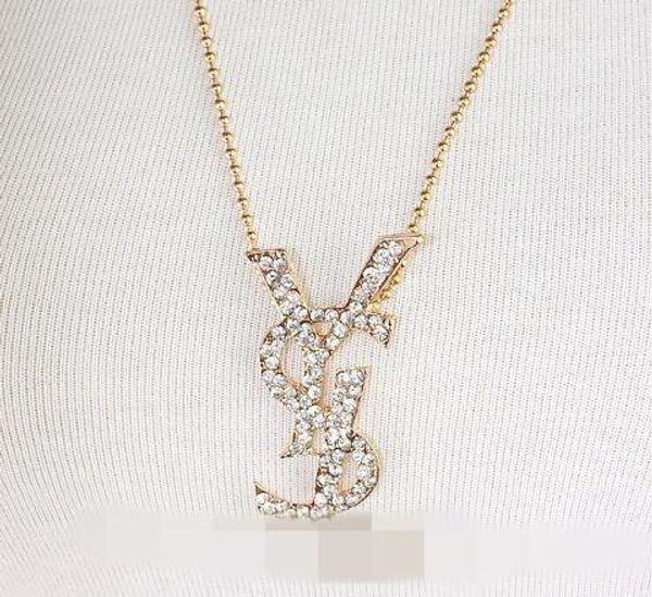 

wholesale crystal pearl letters pendant sweater chain four leaf clover necklace for women girl dress clothing accessories jewelry, Gray