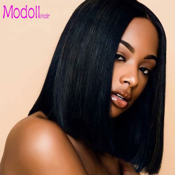 

short bob lace front human hair wigs brazilian remy hair bob ombre wigs perruques de cheveux humains dhgate lace wig for black women, Black;brown