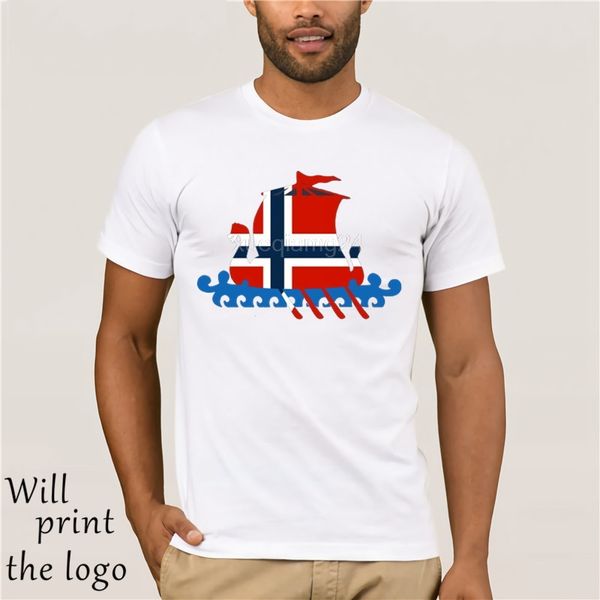 

2018 short sleeve large size norwegian viking t-shirt norwegian flag pirate ship short sleeve t-shirt, White;black