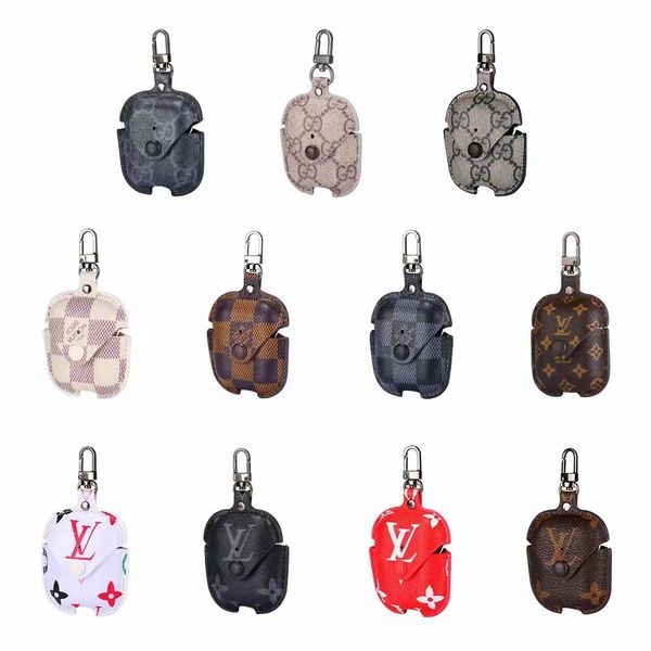 

for apple airpods fashion airpods2 luxury case designer leather shell protective cover hook clasp keychain anti-lost earphone protector