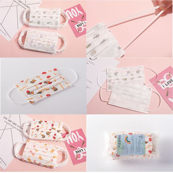 

детская одноразовая маска для лица детская маска ffp2 face mouth mask нетканые дышащие антипылевые маски детские мультяшные защитные маски