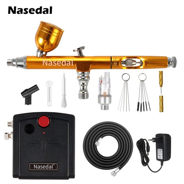 

nasedal airbrush compressor kit dual-action 0.3mm air brush paint spary gun makeup nail tattoo painting car cake decor airbrush