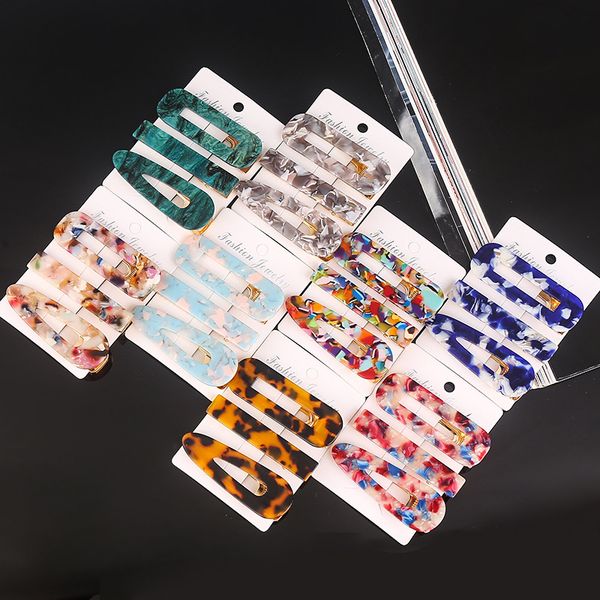 

3 piece set leopard hair clips for girls duckbill hairgrips hair pins acrylic leopard clips women pin accessories, Golden;white