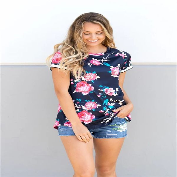 

brand new women pregnant tee casual maternity floral nursing breastfeeding t-shirt short sleeve print loose fashion 2019, Blue