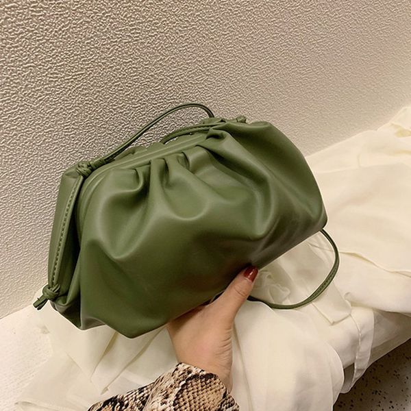 

1 pc dumplings pleated shoulder bag pu leather cloud clutch handbag crossbody messenger bag women girls fashion purse dropship