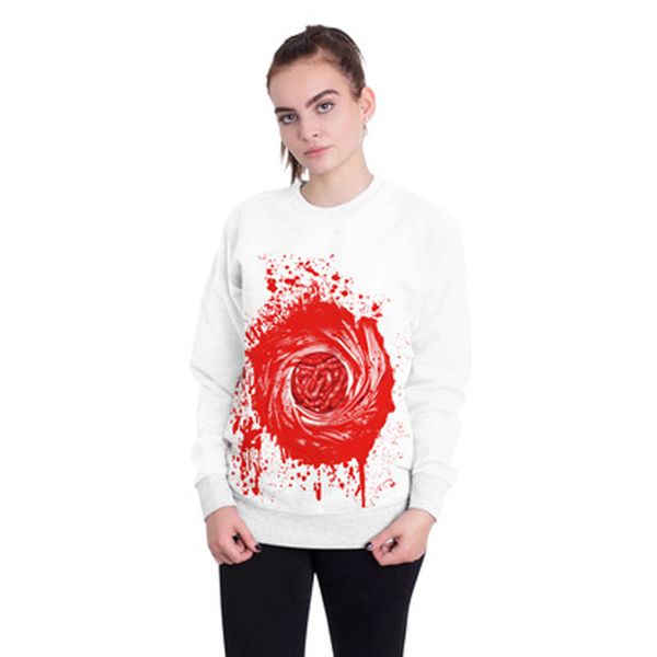 

2018 ' Day Quality loose round neck wild Europe and the United States explosion blood sputum worm print sweater spot, Black;red