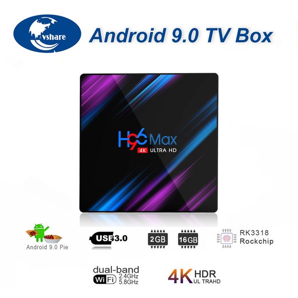 

H96 max android 9 0 mart tv box rockchip rk3318 2gb 16gb h 265 1080p 4k google play netflix youtube treaming media player