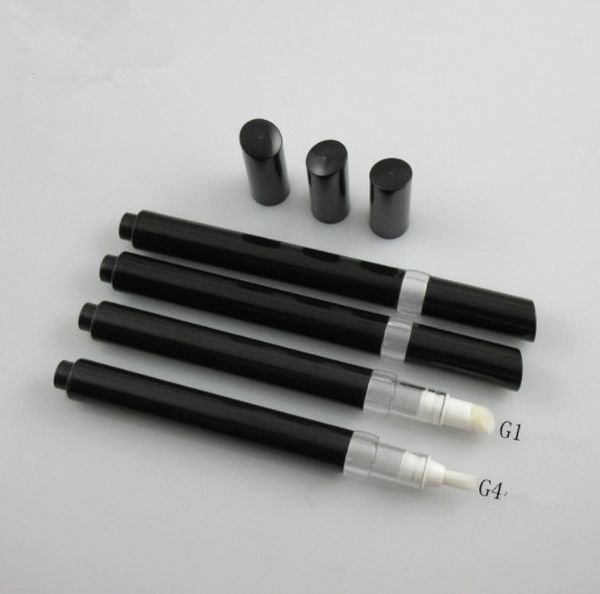

2.5ml black plastic pen bottle portable cosmetic pen with multiple brush head used, lip gloss tube,dial up