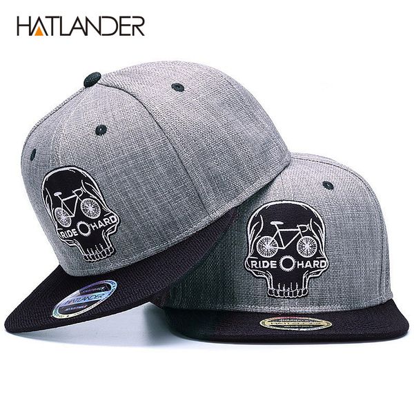 

hatlander original baseball cap men snapback cap brand embroidery skull cool hip hop cap 6 panel bone linen skeleton sports hats, Blue;gray