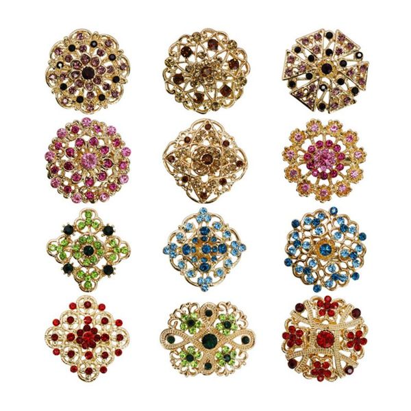 

смешанные цвета rhinestone кристалл цветок женщины броши булавки, Gray