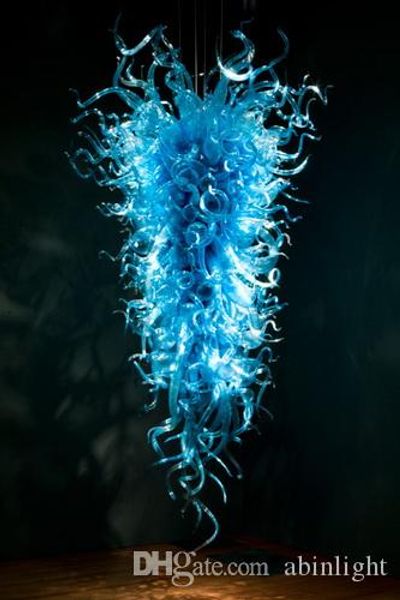 

style blue murano glass chandeliers lights ac 110v-240v modern led light source hand blown glass art decor chandeliers for sale