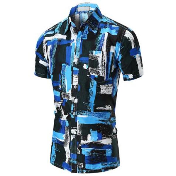 

the new specialty pigment men's print shirt beach shirt short sleeve casual, White;black