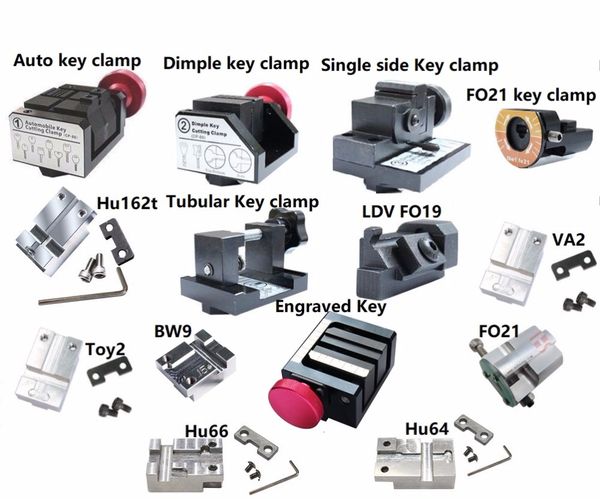 

key fixture clip for sec e9 key cutting machine dimple single-side tubular hu162t fo21 fo19 9 toy2 va2 engraved clamp