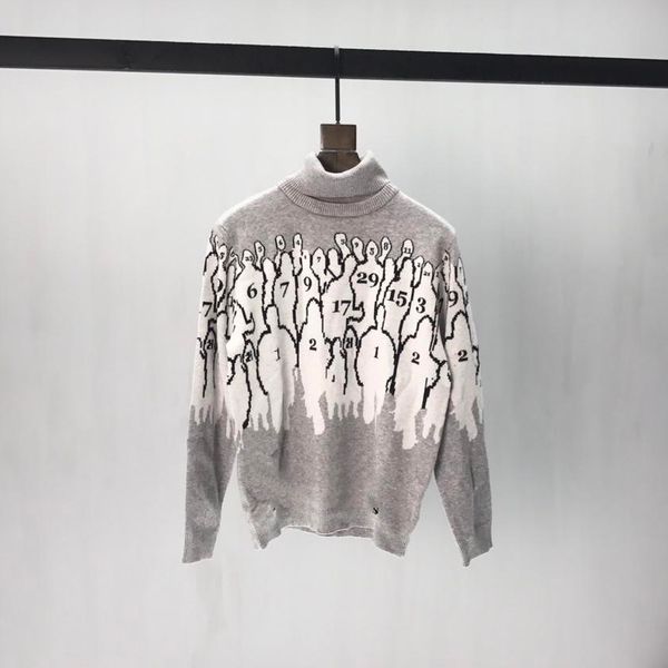 

19fw мужские дизайнерские свитера роскошные черепаха шеи м печати мужская одежда перемычка с длинным рукавом женская куртка высокое качество, White;black