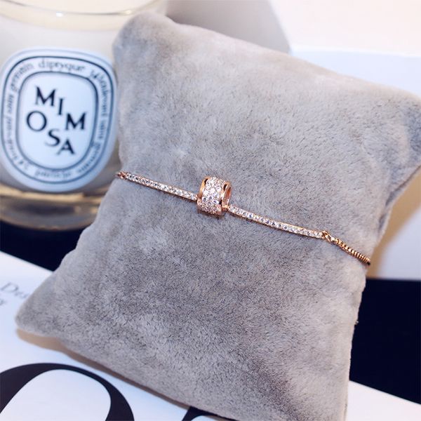 

super glittering new ins diamond link chain rose gold simple exquisite fashion luxury designer bracelet for woman girls 24cm color not fade, Black