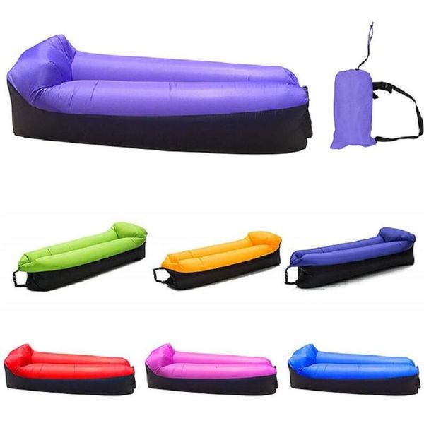 

fast inflatable sofa lazy bag sleeping bag 240*70cm camping portable air banana sofa beach bed air hammock nylon