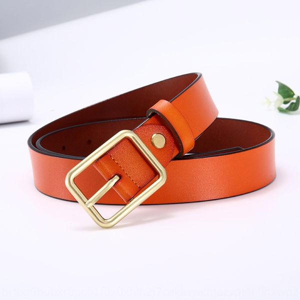 

second floor cowhide women's simple zinc alloy policy buckle belt students genuine leather belt, Black;brown