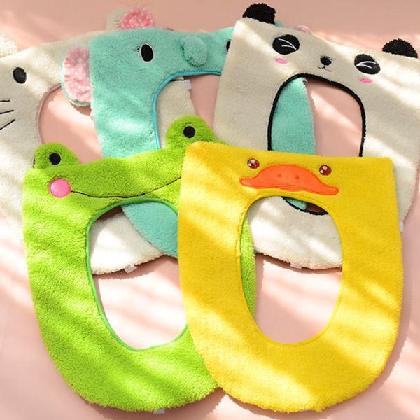 

new pattern lovely cartoon modeling closestool cushion pile plush sit the toilet pad closestool set closestool circle