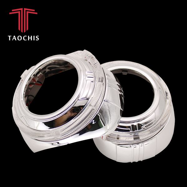 

taochis 3.0 inches bi xenon projector lens shroud drl car headlights chrome light guide angel eyes white red blue yellow color