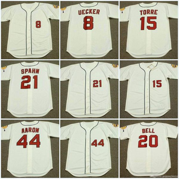 

Milwaukee Braves 1960's 8 BOB UECKER 15 JOE TORRE 20 GUS BELL 33 LEW BURDETTE 41 EDDIE MATHEWS 44 HANK AARON Baseball Jersey
