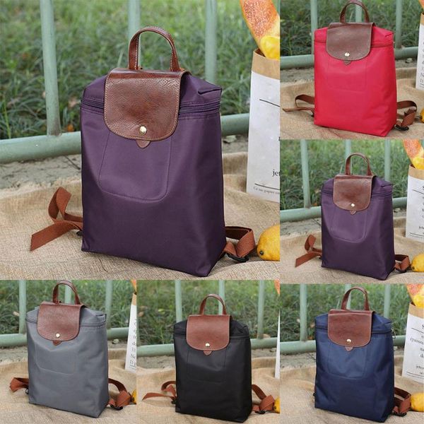 

fashion travel bag nylon zipper bag solid color student backpack waterproof folding buckle bow shoulder strap 2020 new #