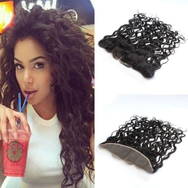 

монгольский девы человеческих волос 13*4 кружева frontals необработанные волосы естественный цвет дешевые волна воды фронтальная закрытие, Black;brown