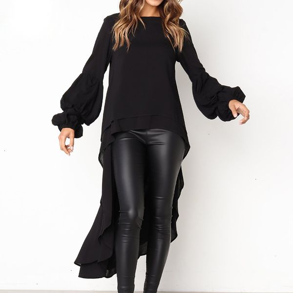 

women clothing womens blouses ruffles loose long sleeve blouse women autumn lantern sleeve chiffon casual shirt plus size womens blouse, White