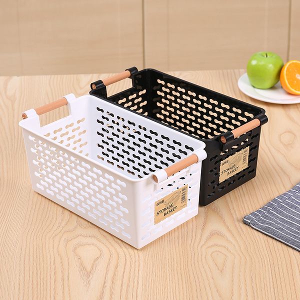 

white black plastic storage basket kitchen table storage box bathroom cosmetics sundries container