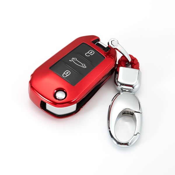 

soft tpu car key covers case + keychain fob shell for citroen c4 cactus c5 c3 c4l 508 301302 308 2008 3008 408