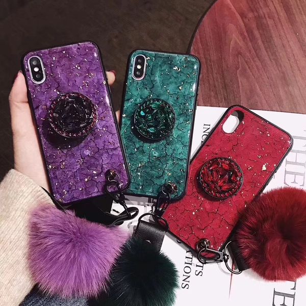 

New marble tone phone ca e for iphone x max xr x 8 7 6 plu oft tpu phone ca e with bracket airbag bracket fox fur ball phone ca e forx