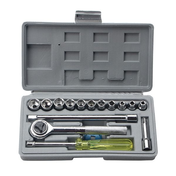 

hlzs-17pc spanner socket set 1/4 inch car vehicle motorcycle repair ratchet wrench set cr-v hand tools combination bit too