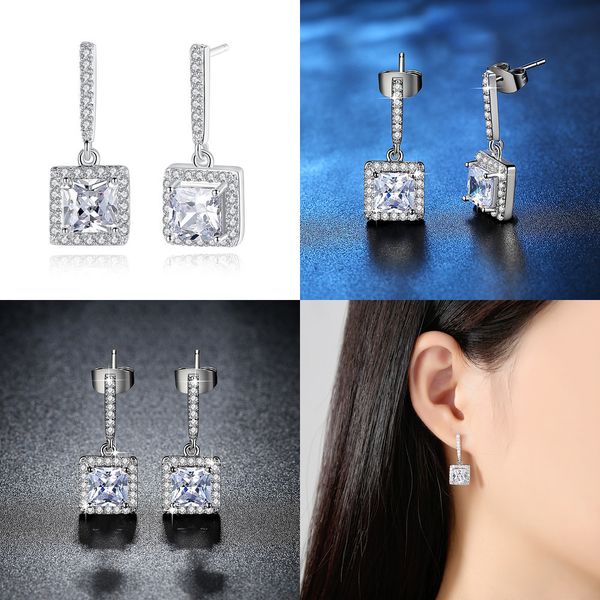 

micro diamond ear nail concise zircon earring orecchini firmati luxury designer stud earrings for woman 18k gold plated earings woman, Silver