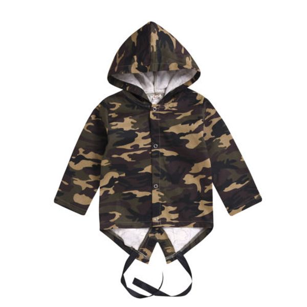 

toddle baby boys girls hoodie camo coat jacket wrap greatcoat outerwear swallow tail winter autumn clothes baby girl boy 0-24m, Blue;gray