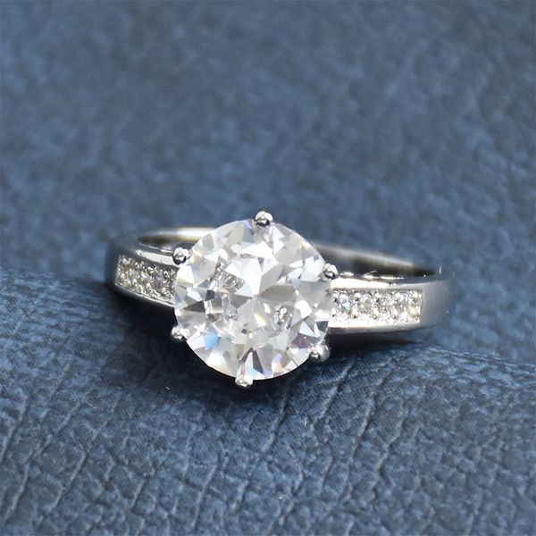 

wholesale popular round zircon rings for women chic copper rings wedding jewelry vintage bridal bague zr110, Slivery;golden