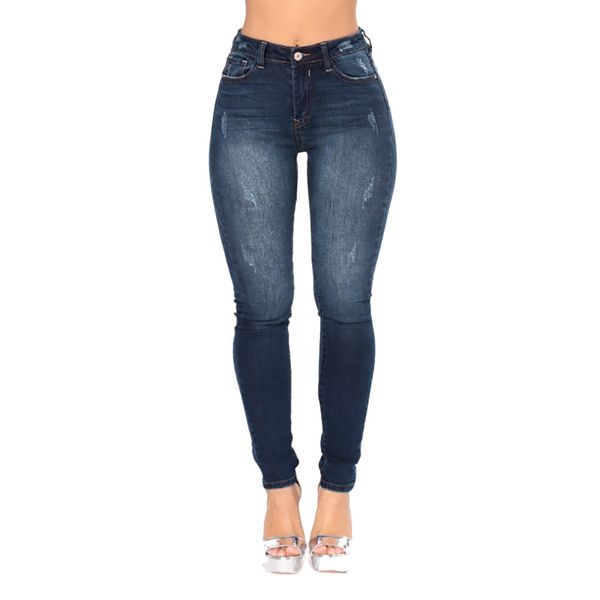 

fashion women jeans denim female high waist stretch slim pencil pants leisure fashion charming daily durability wild, Blue