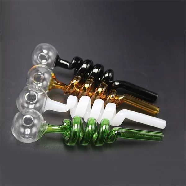 Bruciatore a nafta di vetro tubo a spirale del tubo Tubi Pipa Colorata Bubbler Pyrex Oil Burner fumatori mano tubo