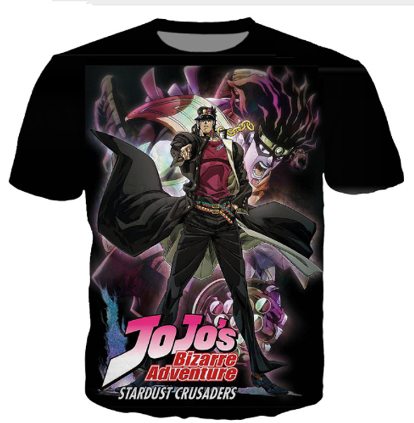 

anime cartoon jojo's bizarre adventure fashion t-shirt 3d print men/womens summer round collar short sleeve casual k971, White;black