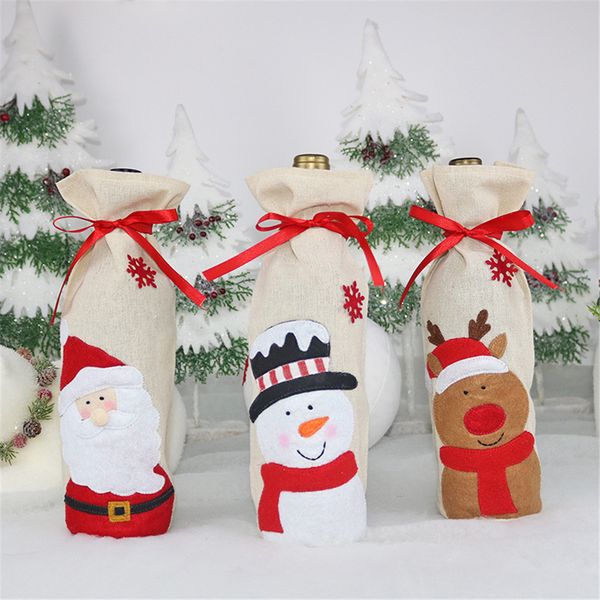 

christmas home table decorations xmas reusable wine bags christmas wine bottle cover champagne holder