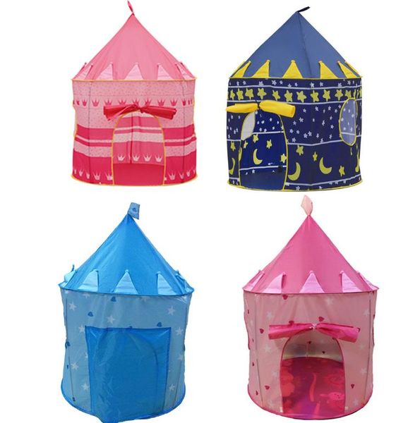 Cubby House Spielhaus Kinder Cartoon Schloss Zelt Kuppel Indoor Outdoor Spielspielzeug Zelte für Mädchen Jungen Kinder Geburtstag Party Geschenk blau rosa