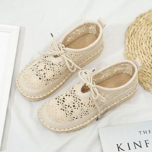 

fisherman shoes summer new mesh breathable women's shoes flat casual low to help fashion sen literary women's, Black