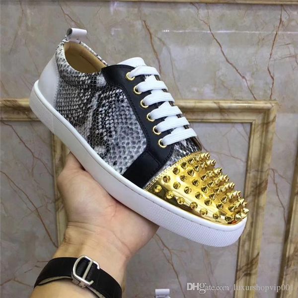 

brand new designer luxury leather nails sparkling crystal low shoes casual shoes men and women shoes large size eur35-46, Black