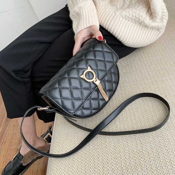 

женская малый кожа pu сумка 2020 ромб плеча сумка женщины качества мода кисточкой сумки