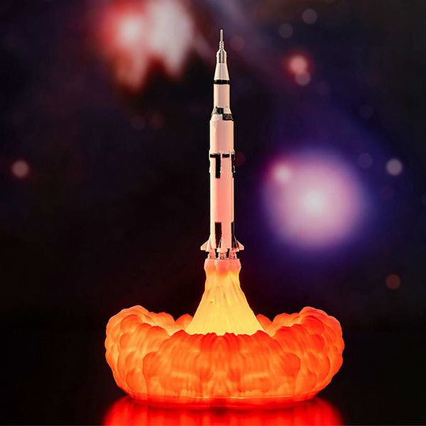 

2020 new 3d print led space shuttle lamp rocket moon lights for space lover indoor home desk table moon night lamp decoration