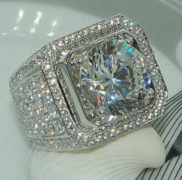 

Продажа 5-12 Белый Золотой Iced Out HipHop Обручальные Кольца CZ Pinky Мужчины Женщины Полный