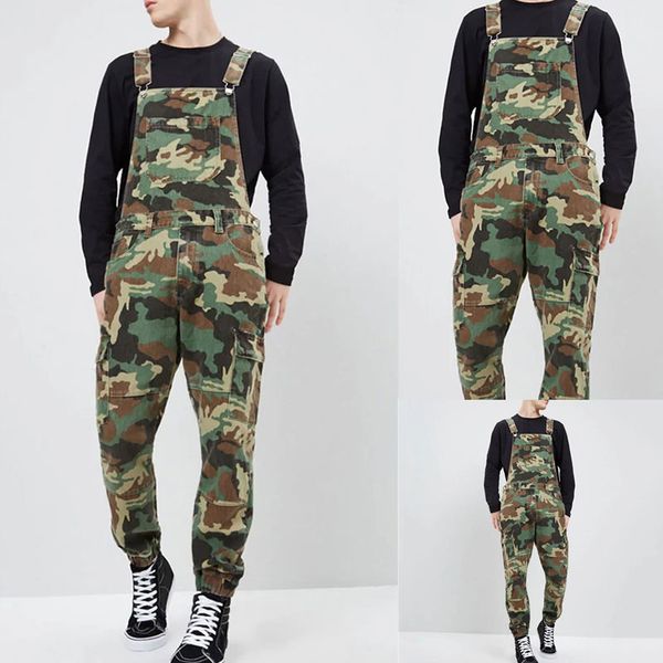 

2019 new camouflage bib korean version of slim trousers men's overalls size s-xxxl, Blue