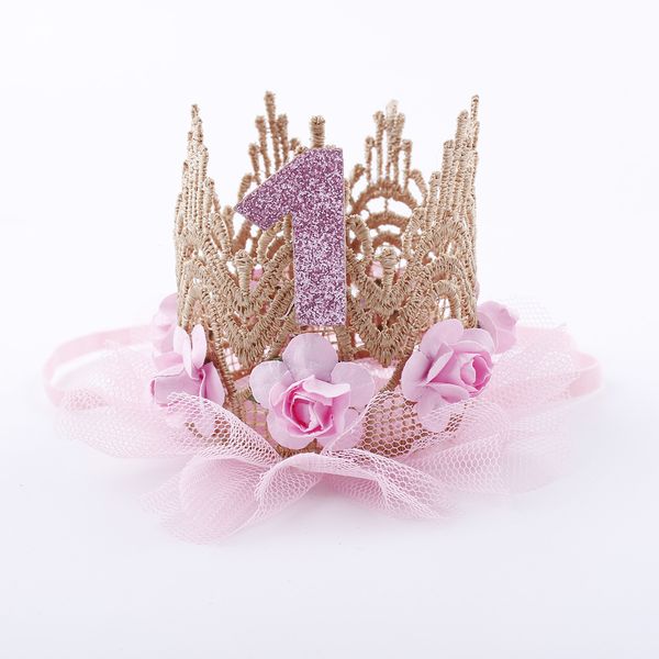 

newborn infant baby girls birthday tiaras flower lace princess headband cute girls birthday gifts, Slivery;white