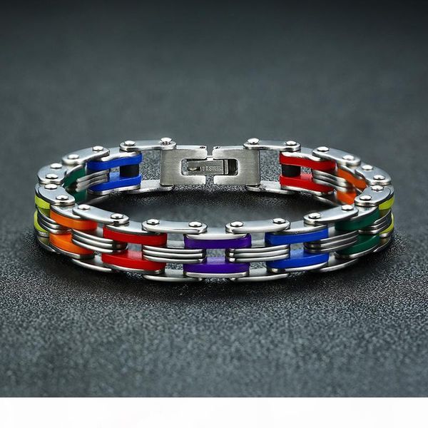 

silicone stainless steel bracelet men bangle rainbow color 316l stainless steel clasp bracelet bracelet for men women, Golden;silver